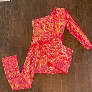 One-Shoulder Sequin Jumpsuit